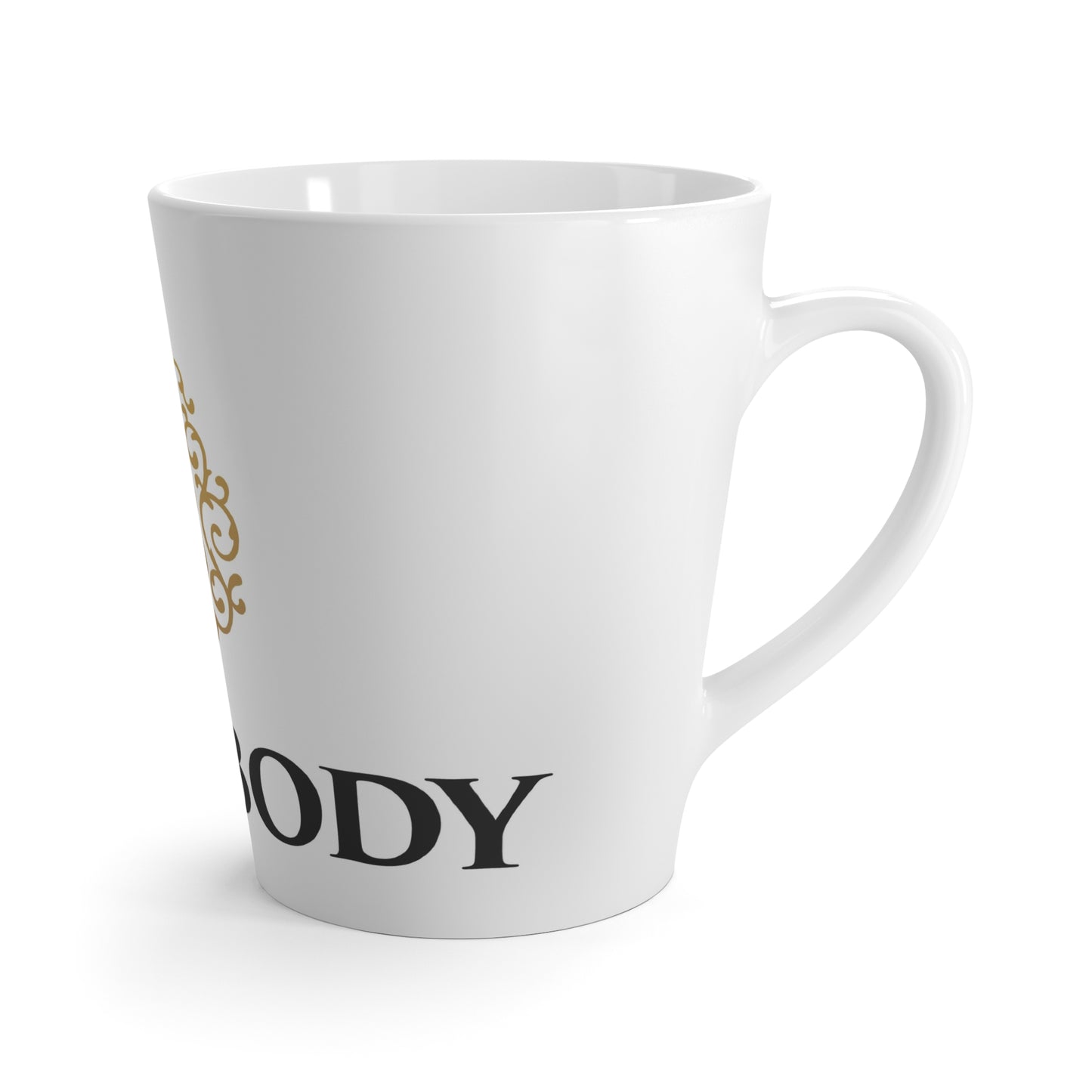 Latte Mug, White w/ Gold Logo