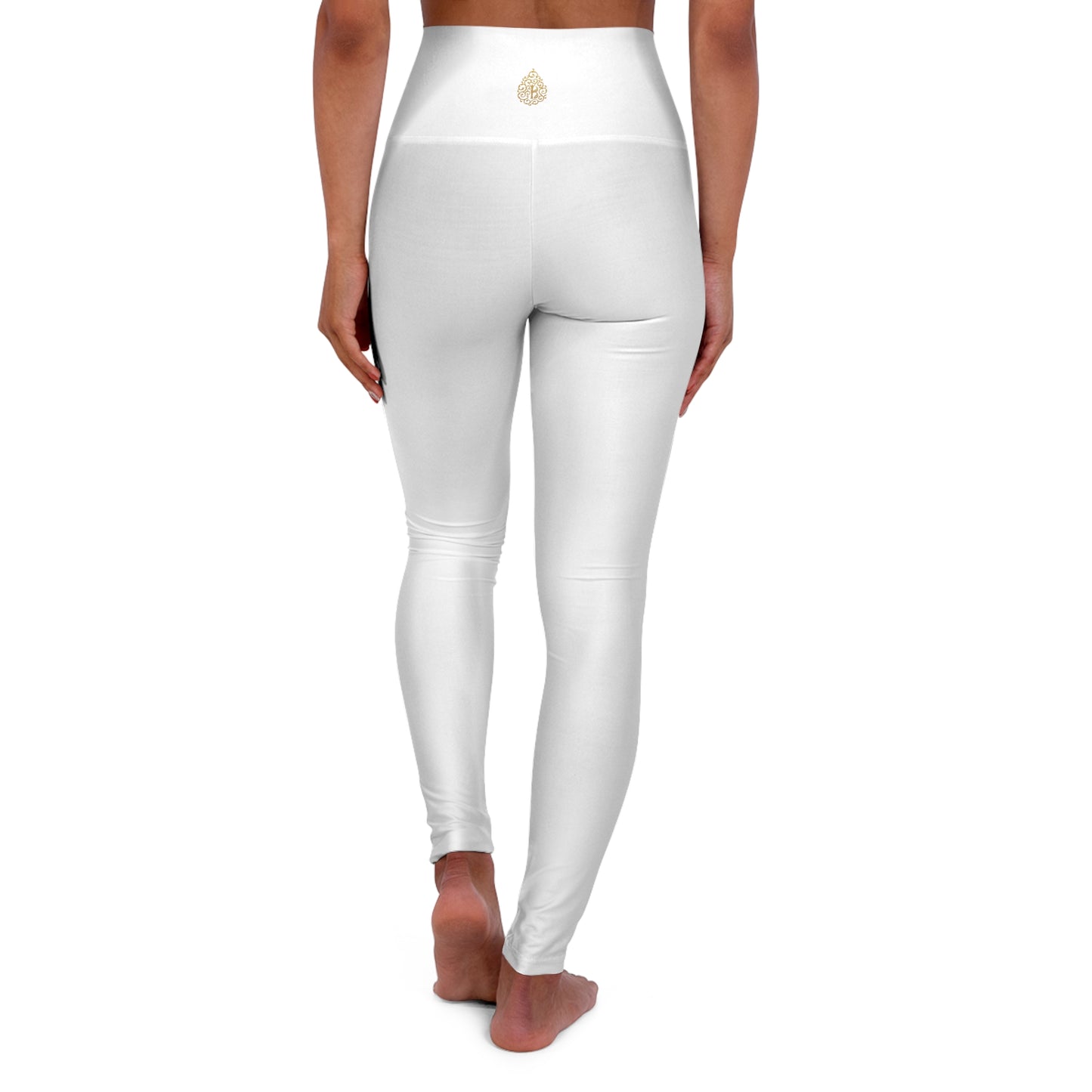 High Waisted Yoga Leggings Gold Logo