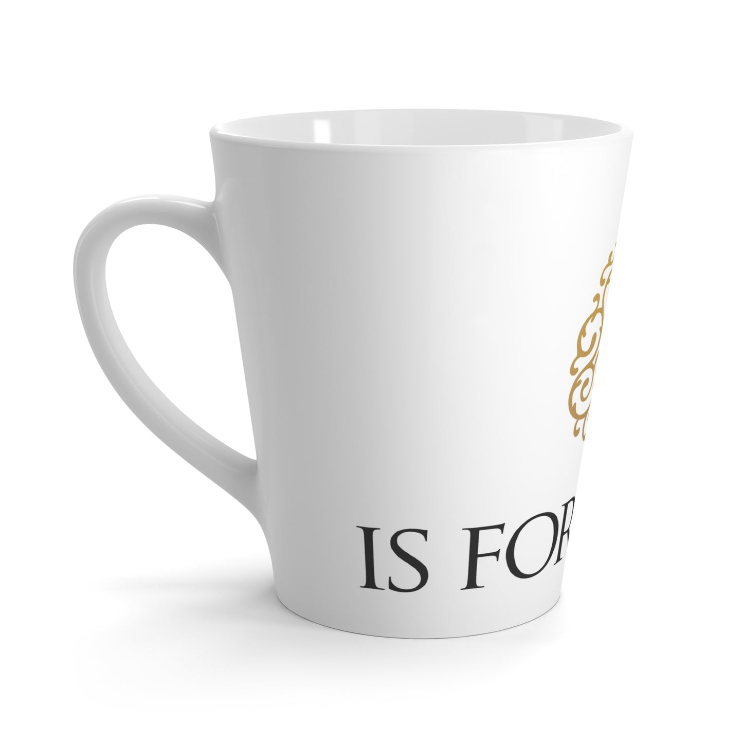 Latte Mug, White w/ Gold Logo