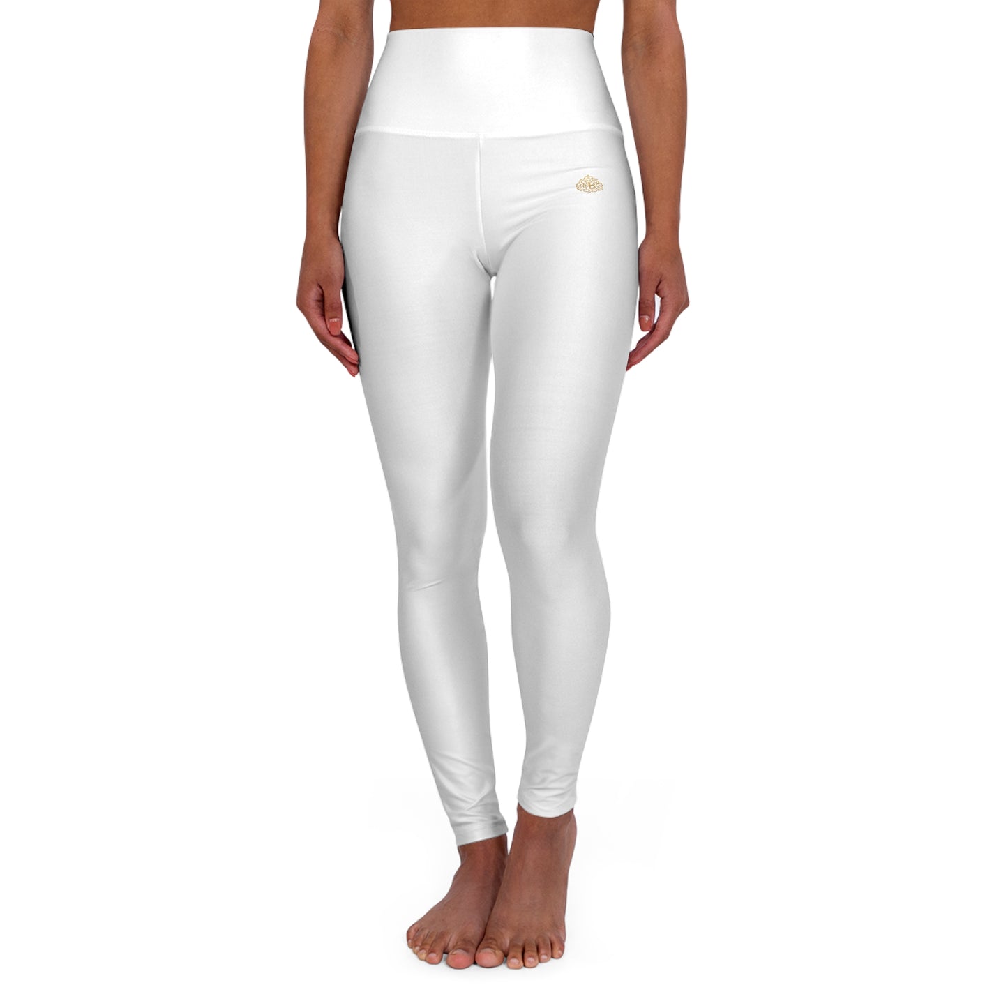 High Waisted Yoga Leggings Gold Logo